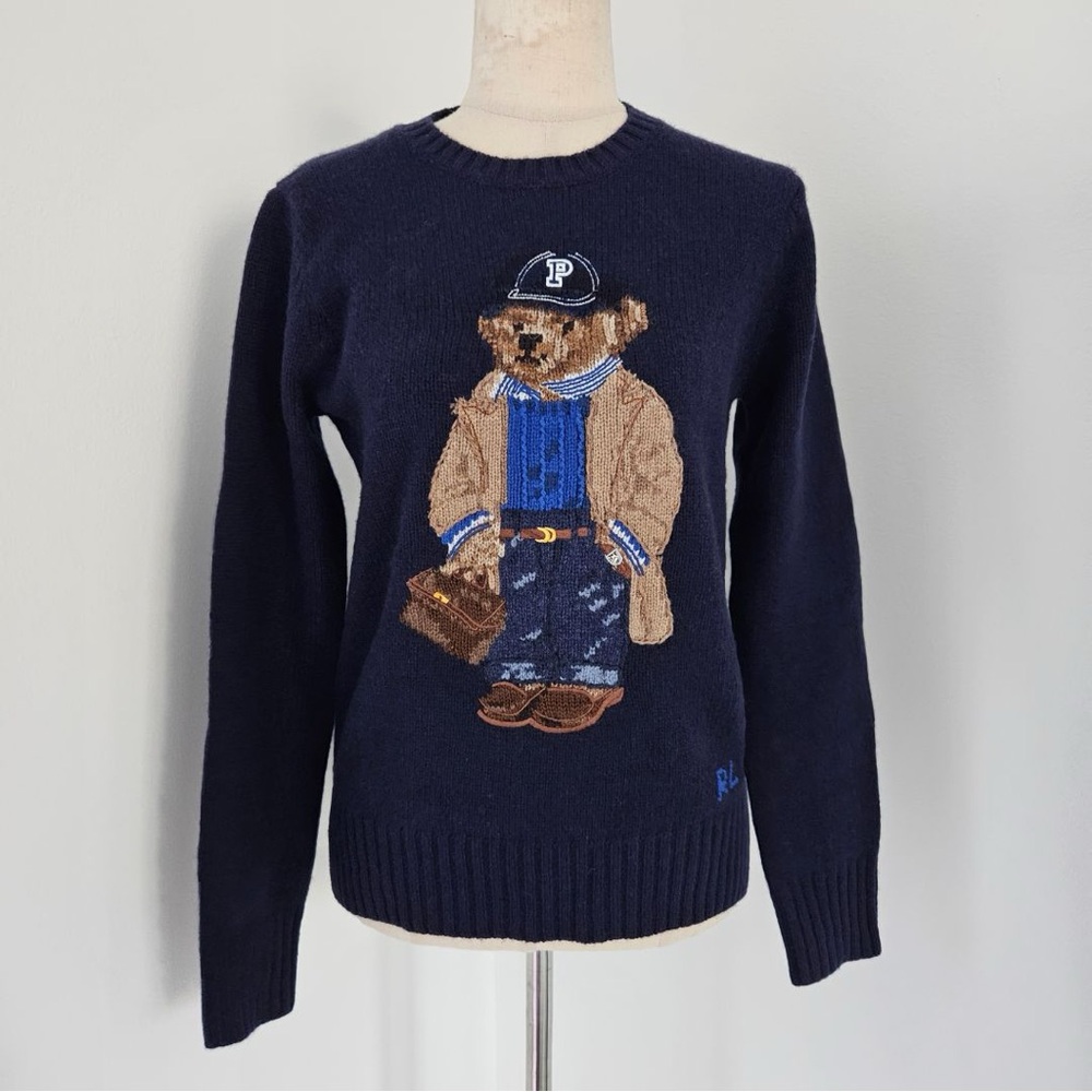 Polo Ralph Lauren Polo Navy Bear wool-blend sweater size XL - Picture 2 of 5